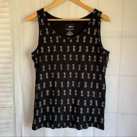 Pineapple Print Tank Black and White - Picture 1 of 4